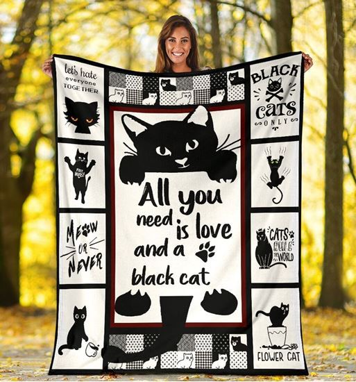 Black Cat Fleece Blanket