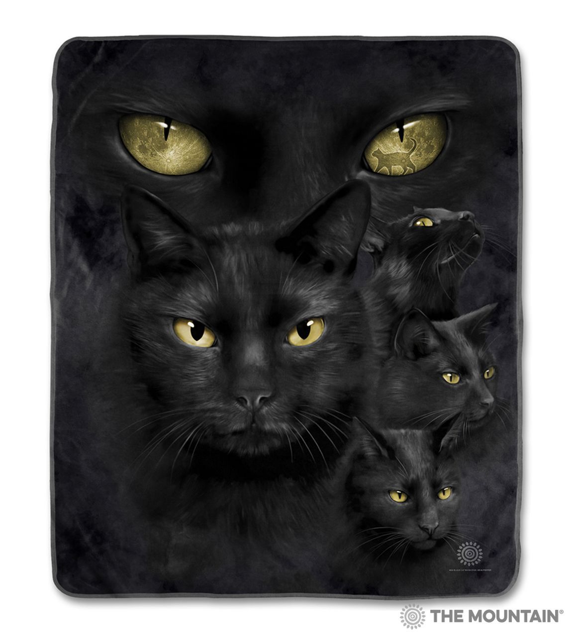 Black Cat Moon Eyes Sherpa Fleece Blanket