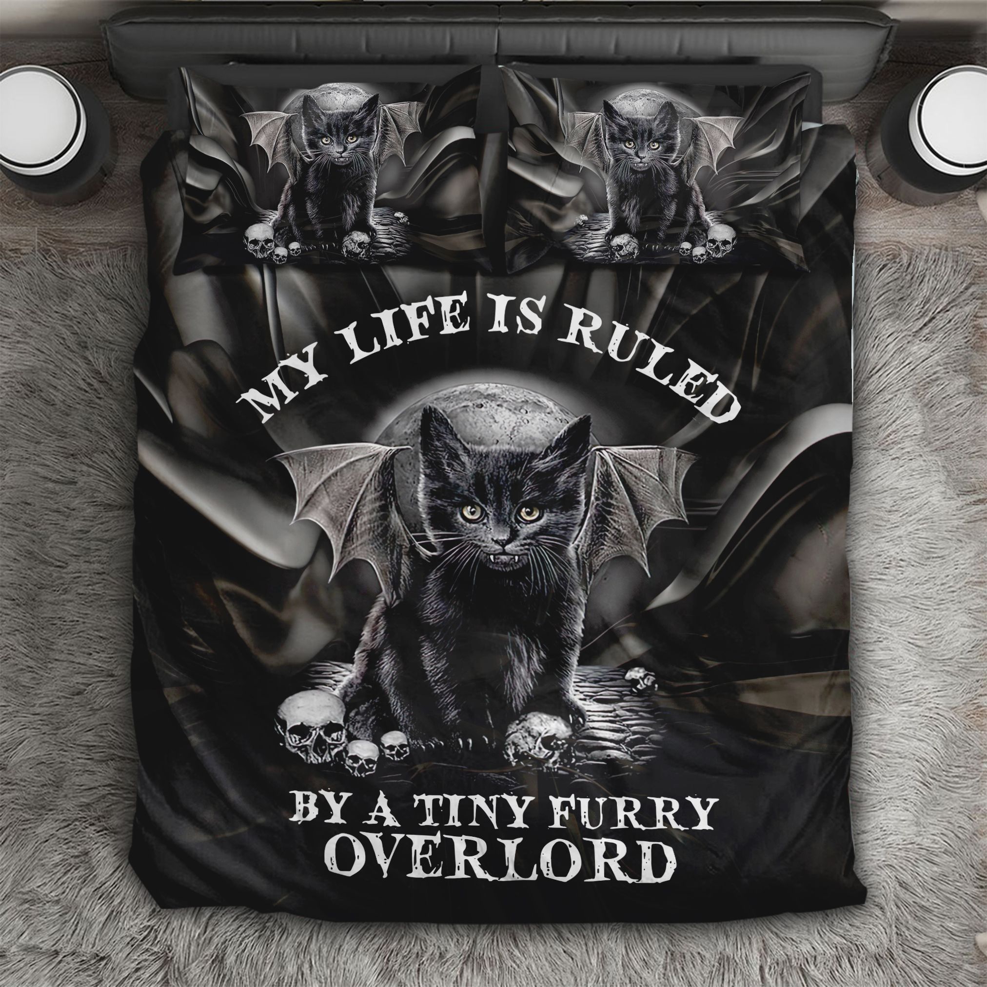 Black Cat My Life Is Ruled By A Tiny Furry Overlord Bedding Set