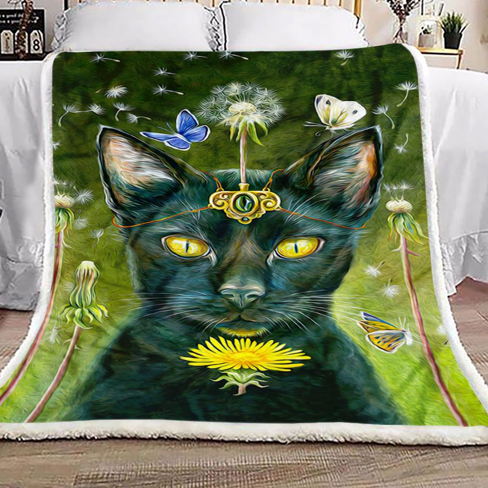 Black Cat Fleece Blanket