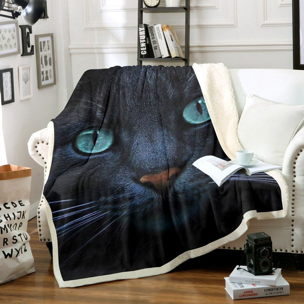 Black Cat Sherpa Fleece Blanket
