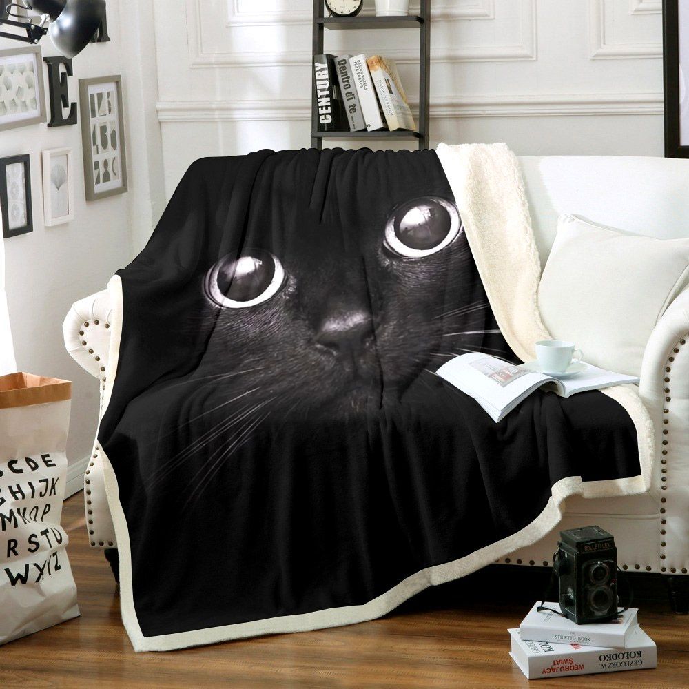 Black Cat Sherpa Fleece Blanket