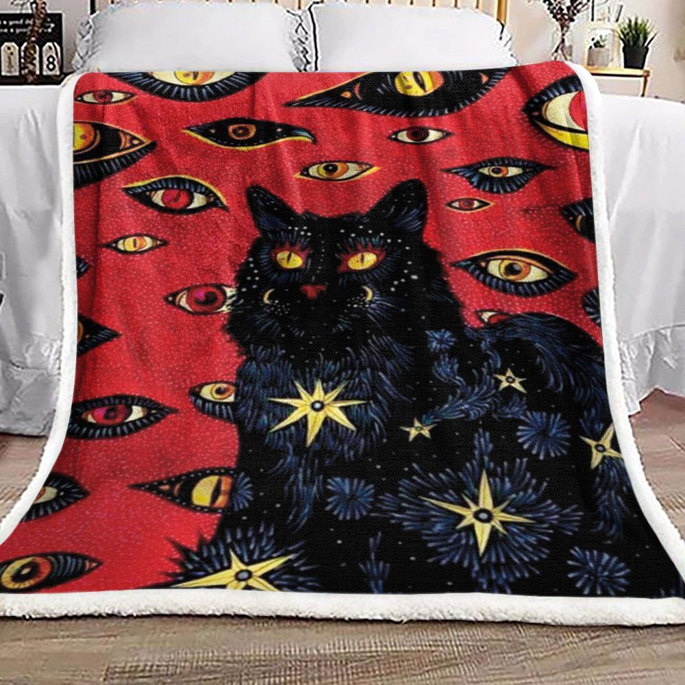 Black Cat Sherpa Fleece Blanket