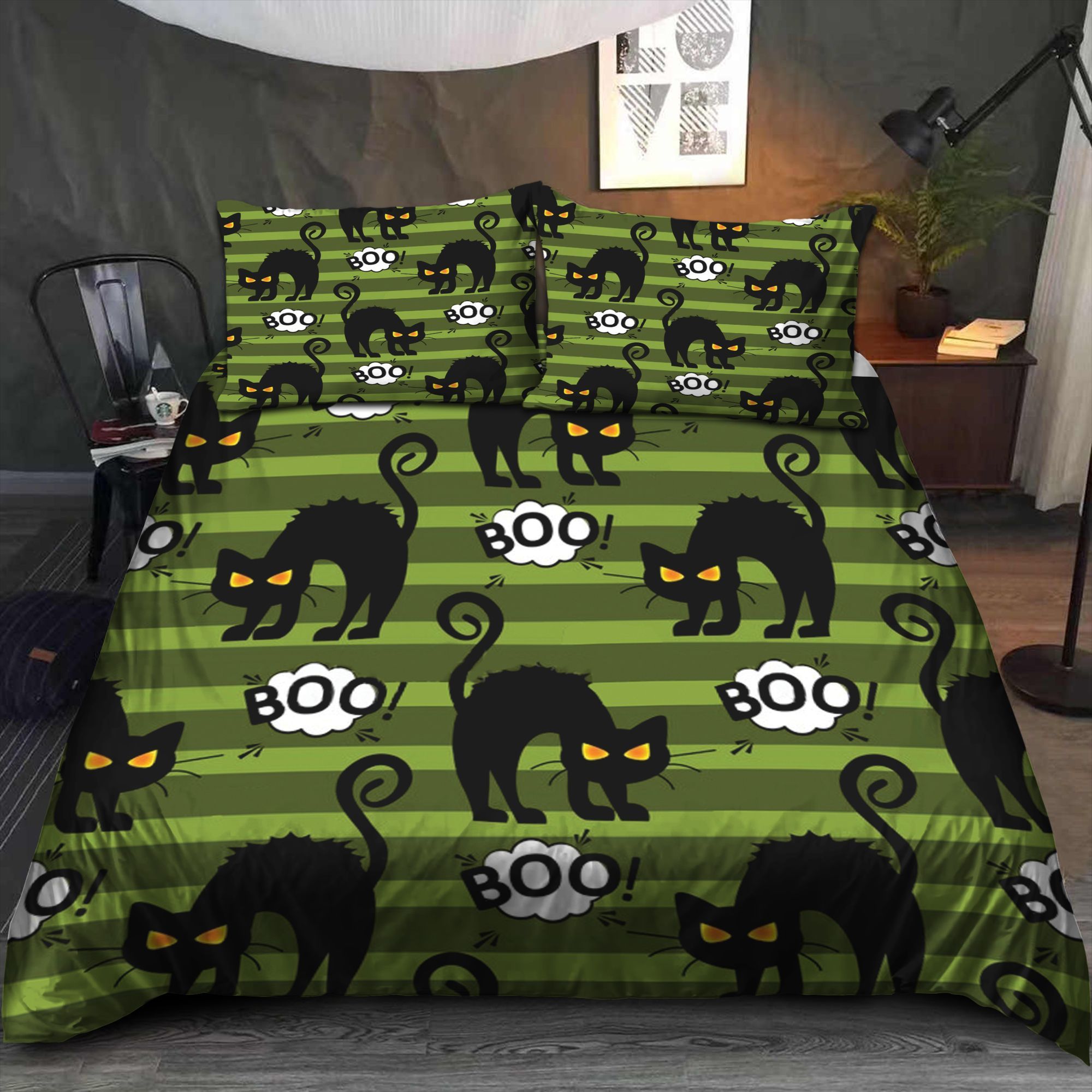 Black Cat Pattern Bedding Set