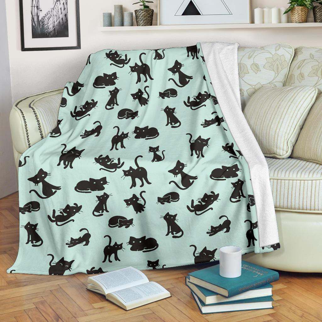 Black Cat Pattern Sherpa Fleece Blanket
