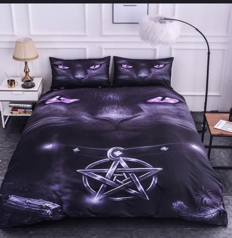 Black Cat Pentagram Bedding Set
