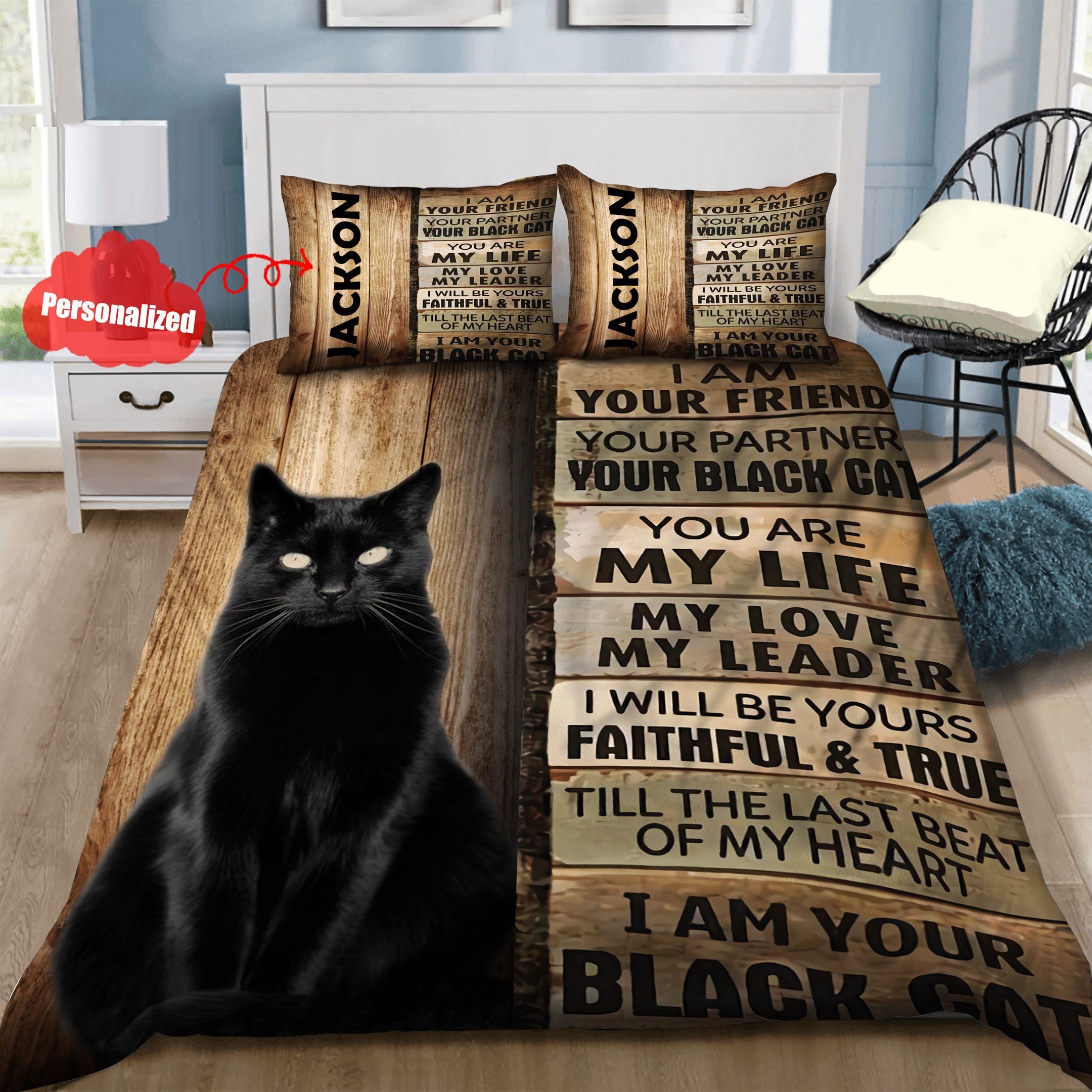 Black Cat Personalized Bedding Set