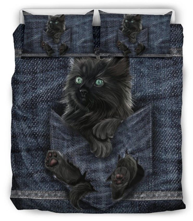 Black Cat Pocket Bedding Set