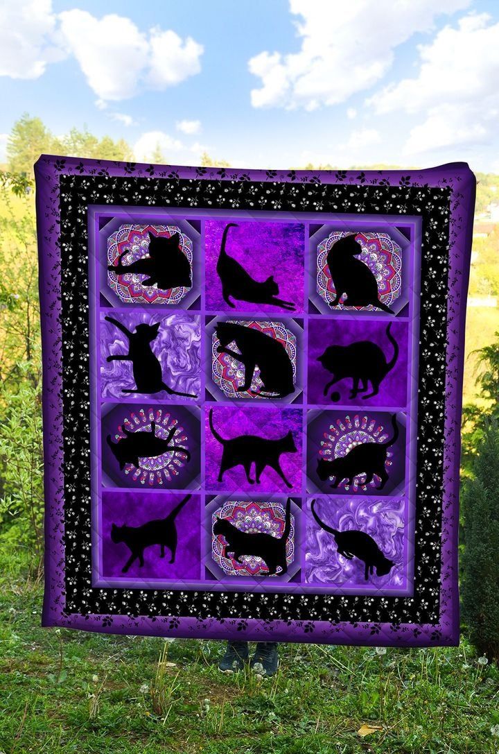 Black Cat Purple DTC2311811 Quilt Blanket