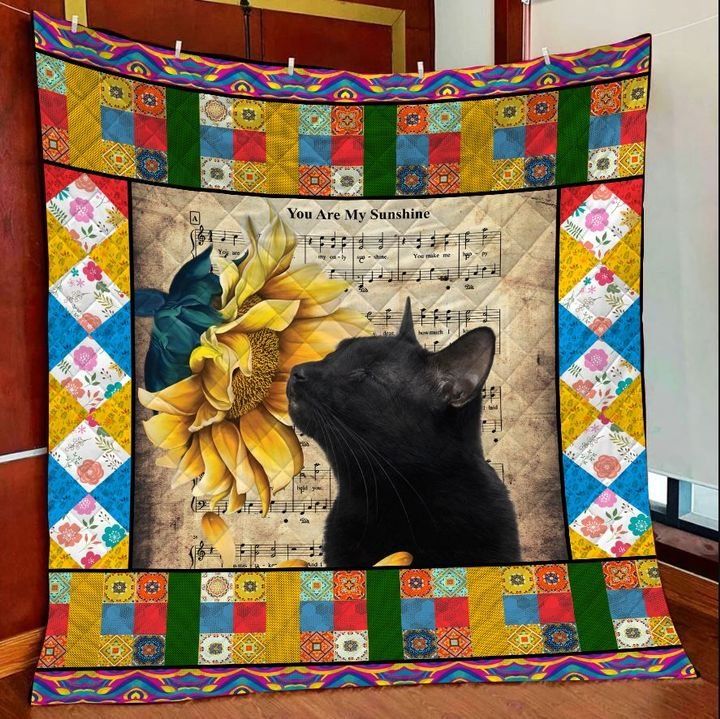 Black Cat Sunflowers DTC2311810 Quilt Blanket