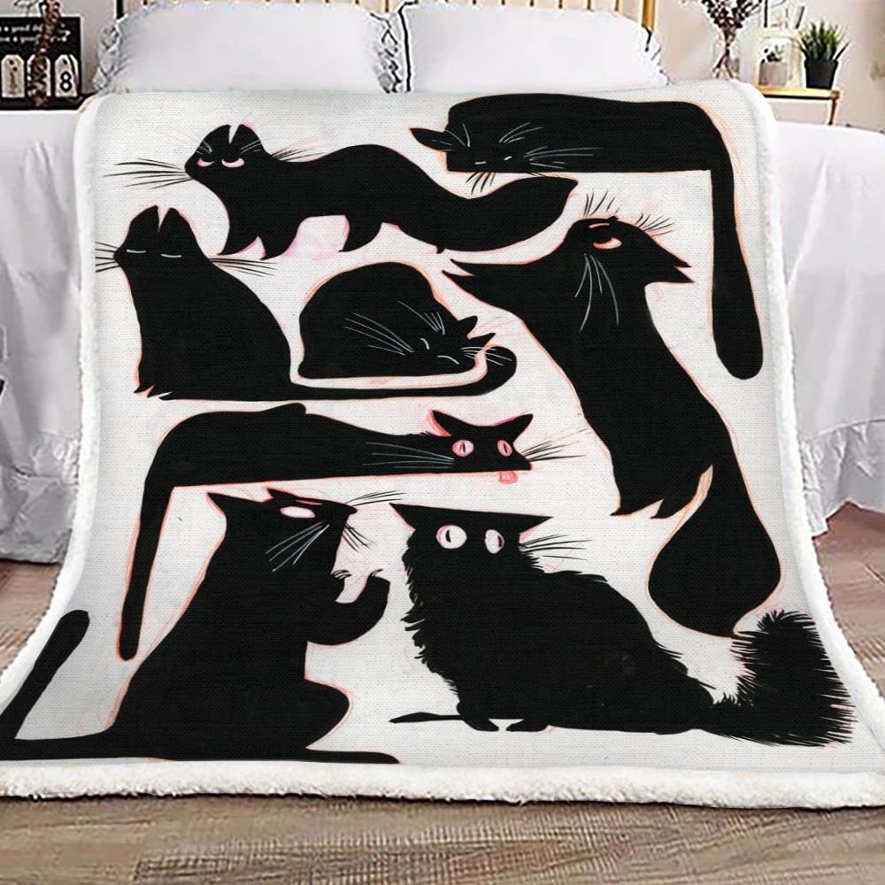 Black Cat Sherpa Fleece Blanket