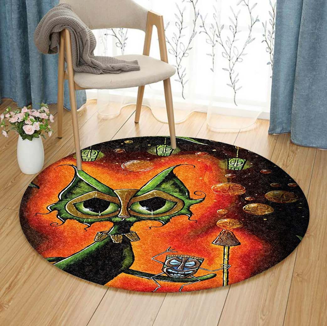 Black Cat Round Carpet