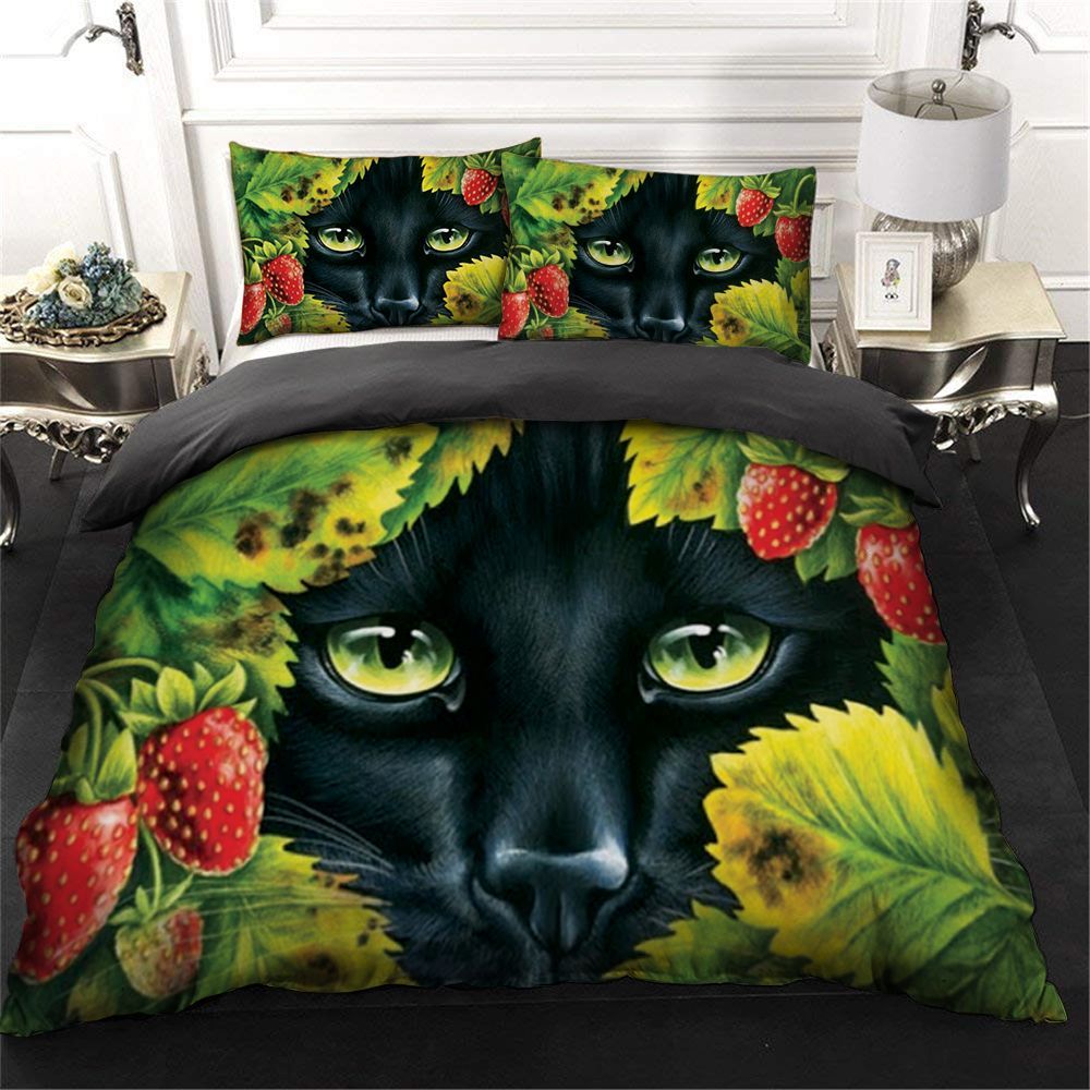 Black Cat Tropical Bedding Set