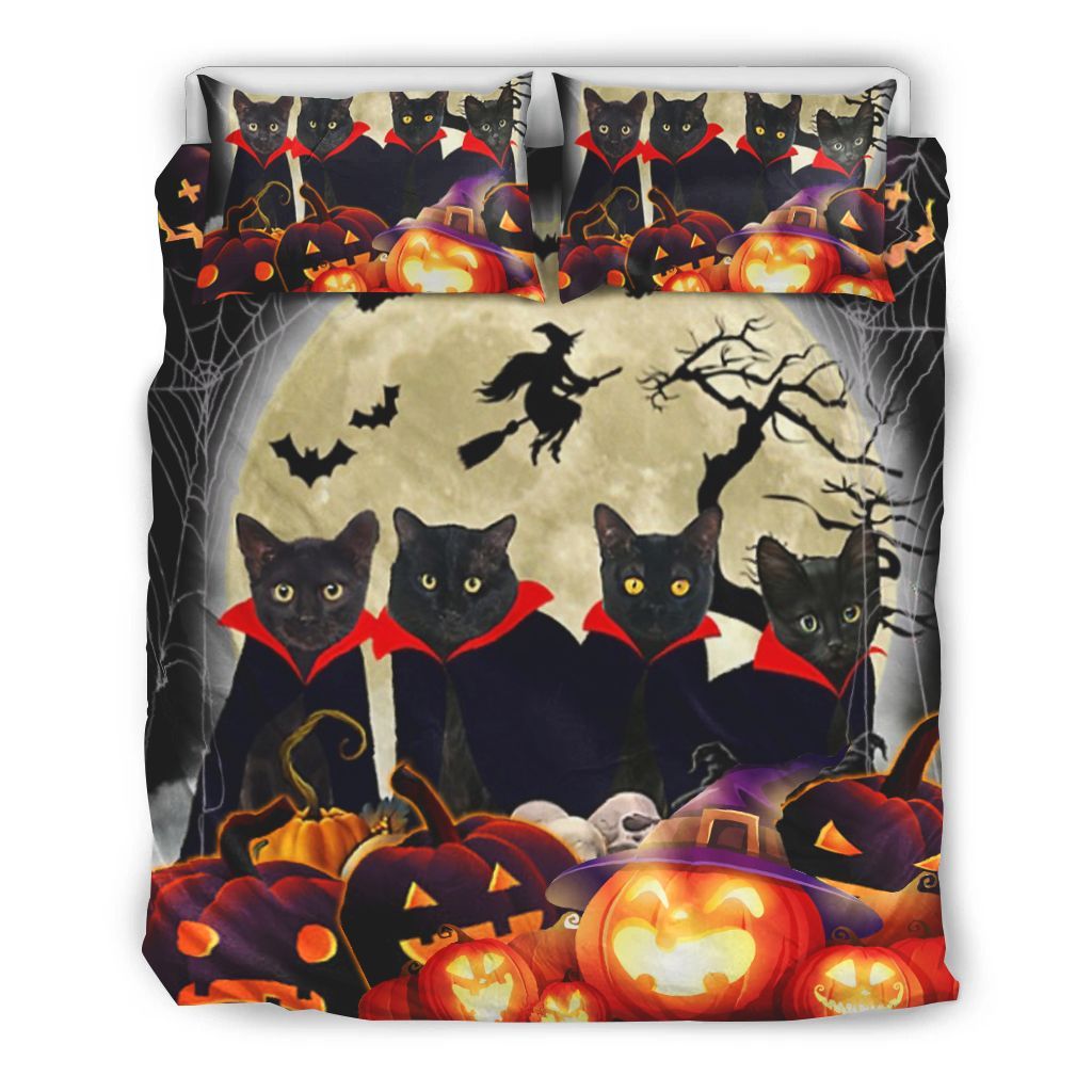 Black Cat Vampire And Skull Bedding Set