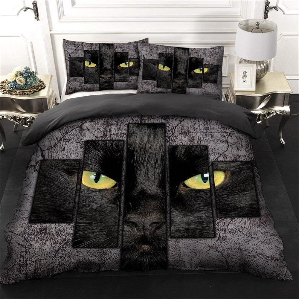 Black Cat Wall Bedding Set