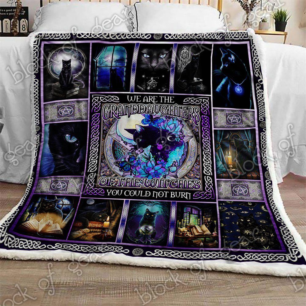 Black Cat Witch Sherpa Fleece Blanket