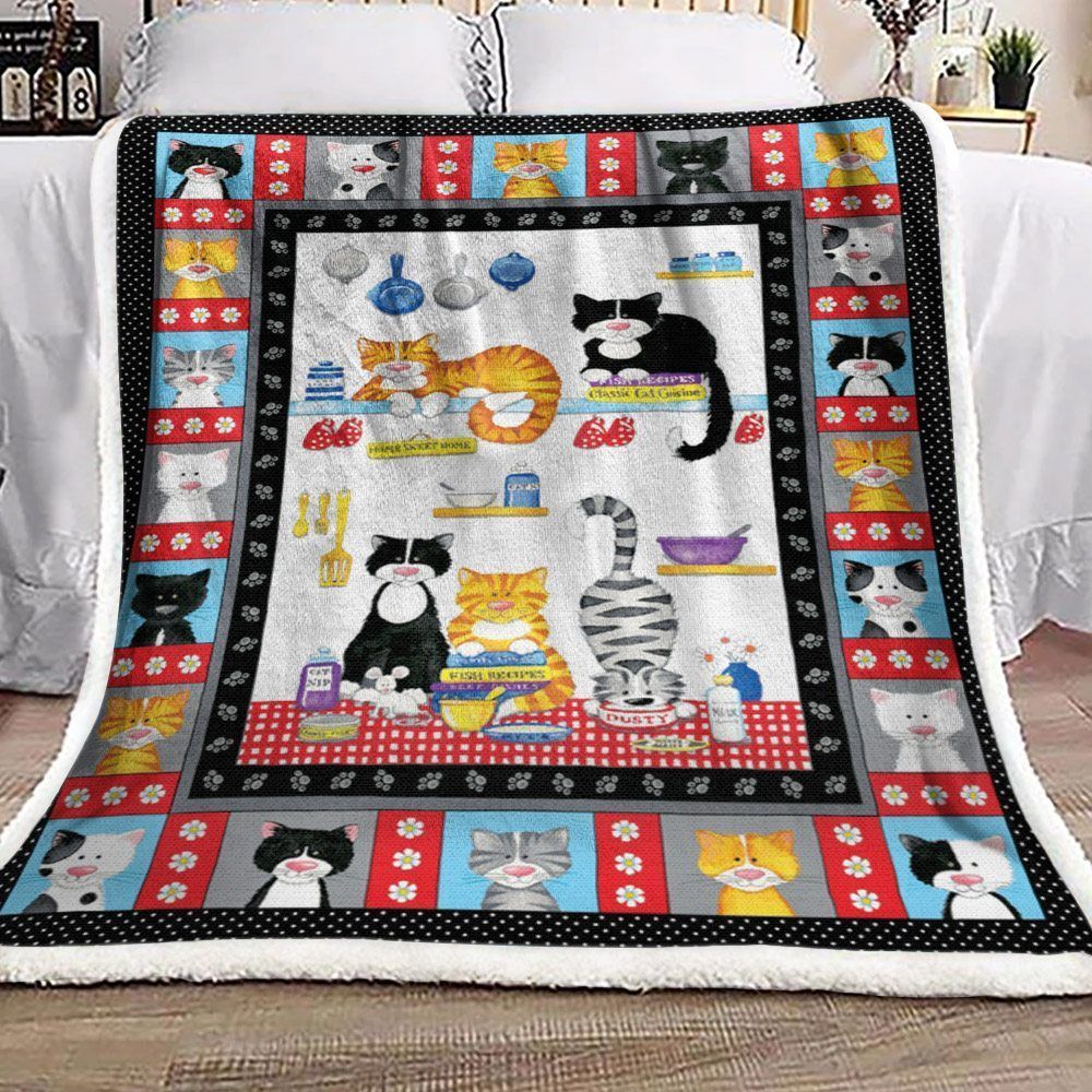 Black Cat Yellow Cat Kitchenware Sherpa Fleece Blanket