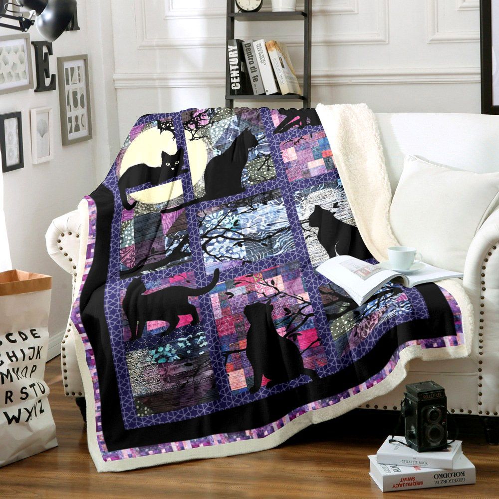 Black Cats Sherpa Fleece Blanket