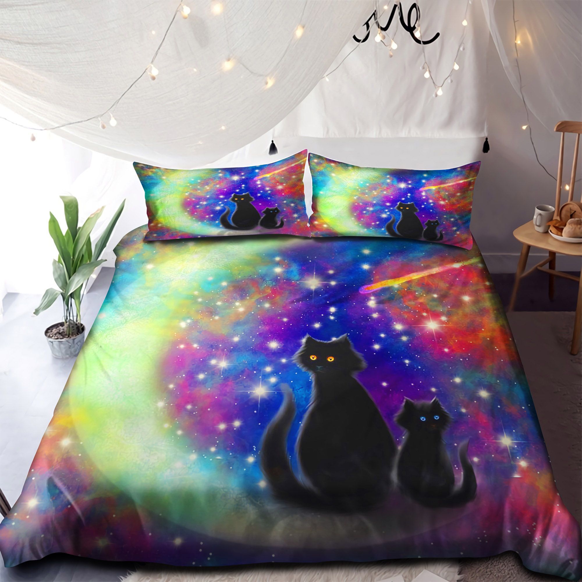 Black Cats Love You To The Moon And Back Bedding Set