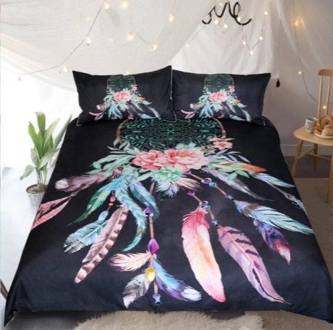 Black Colors Dreamcatcher Bedding Set