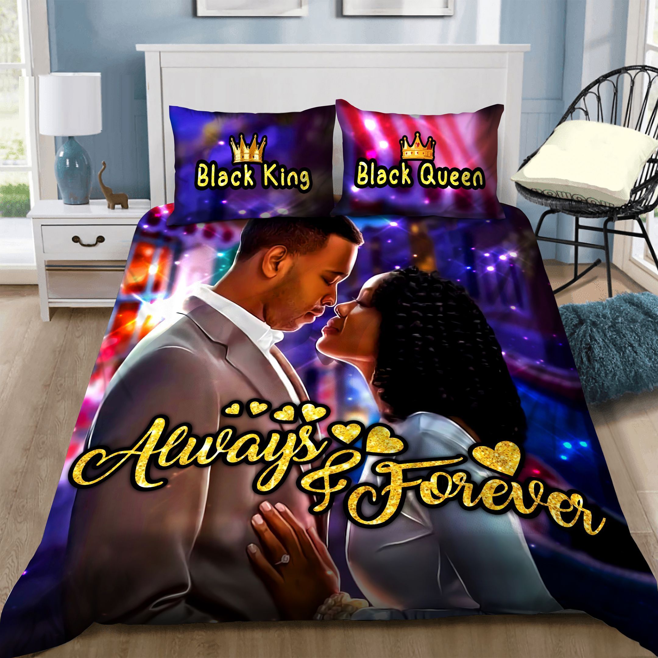 Black Couple Bedding Set
