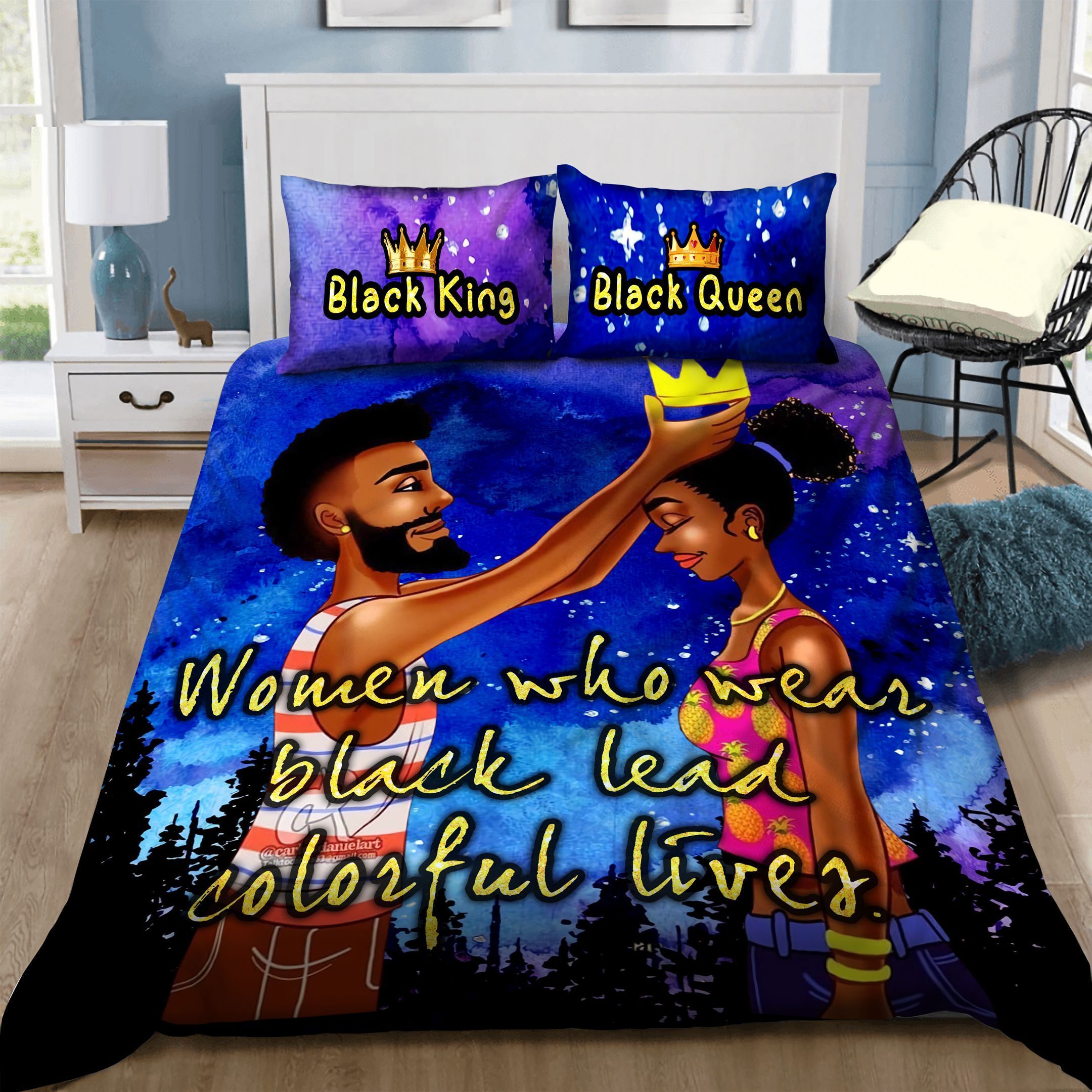 Black Couple Bedding Set