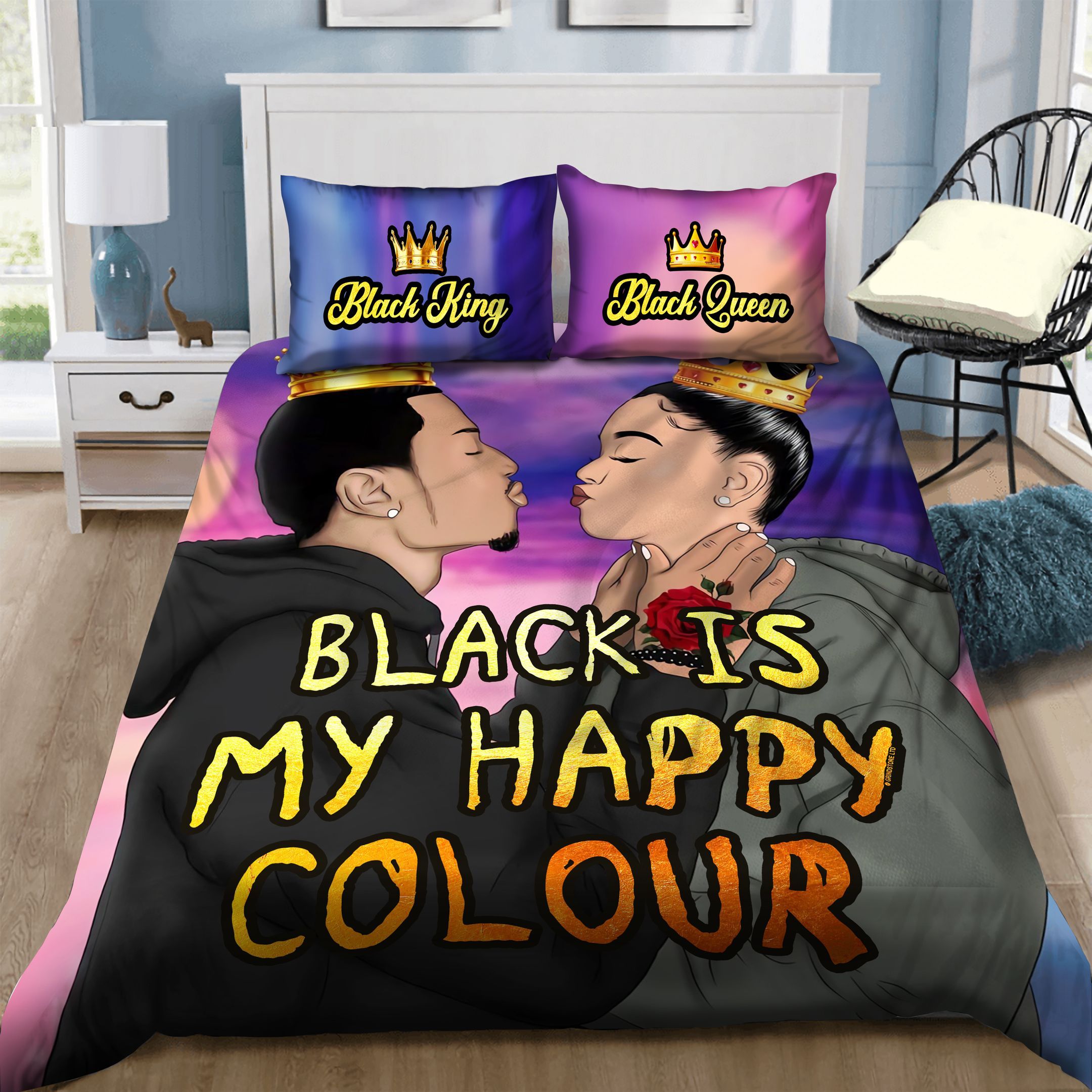 Black Couple Bedding Set