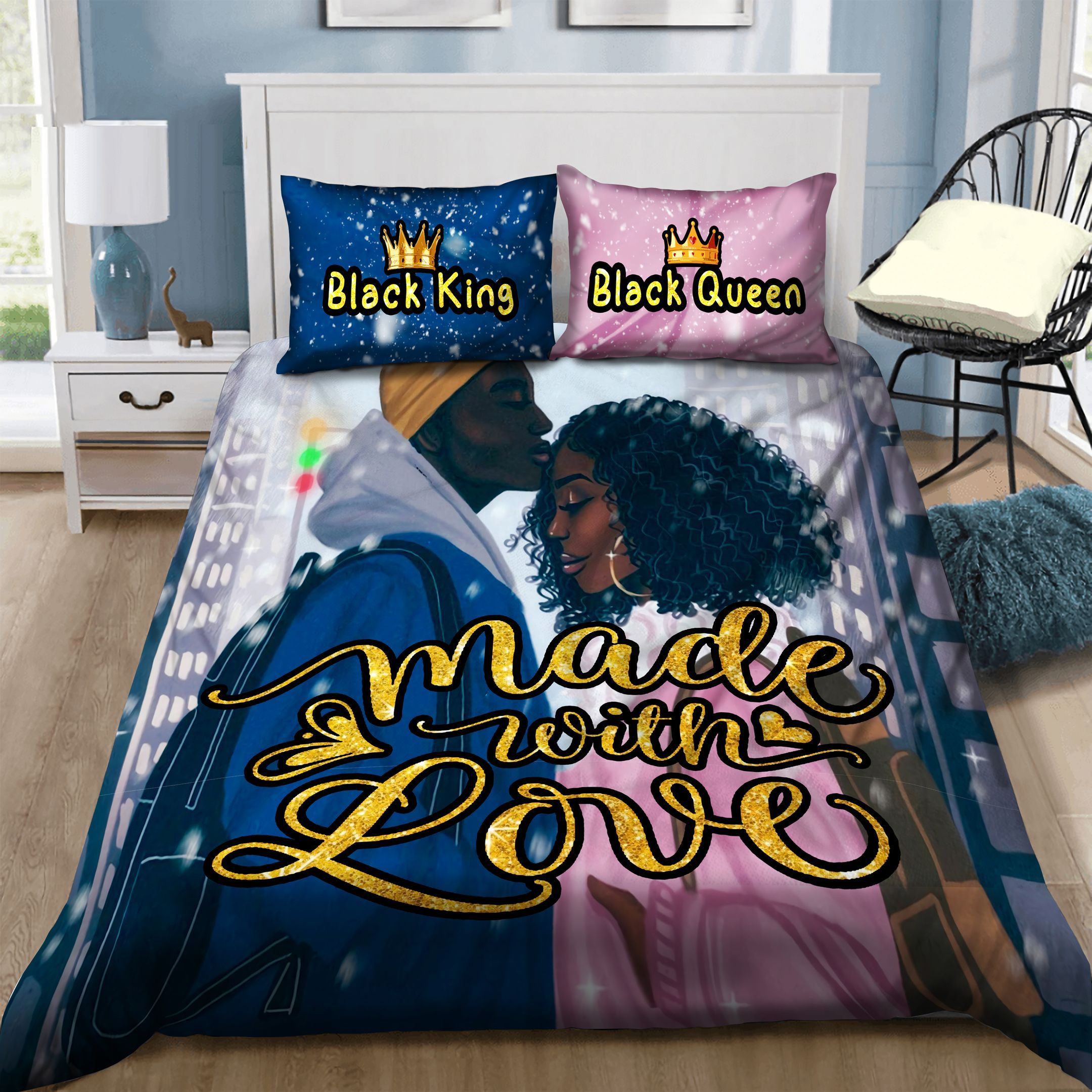 Black Couple Bedding Set