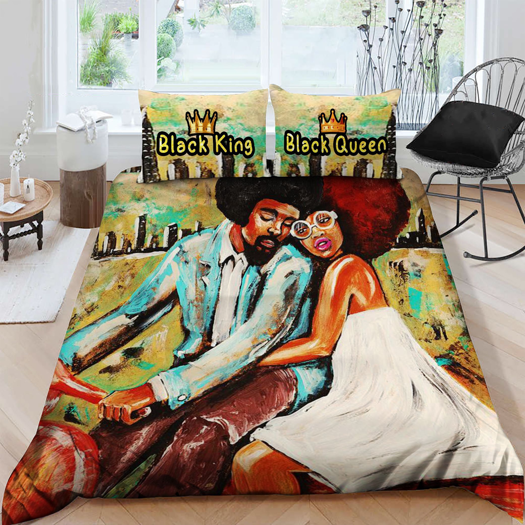 Black Couple Bedding Set