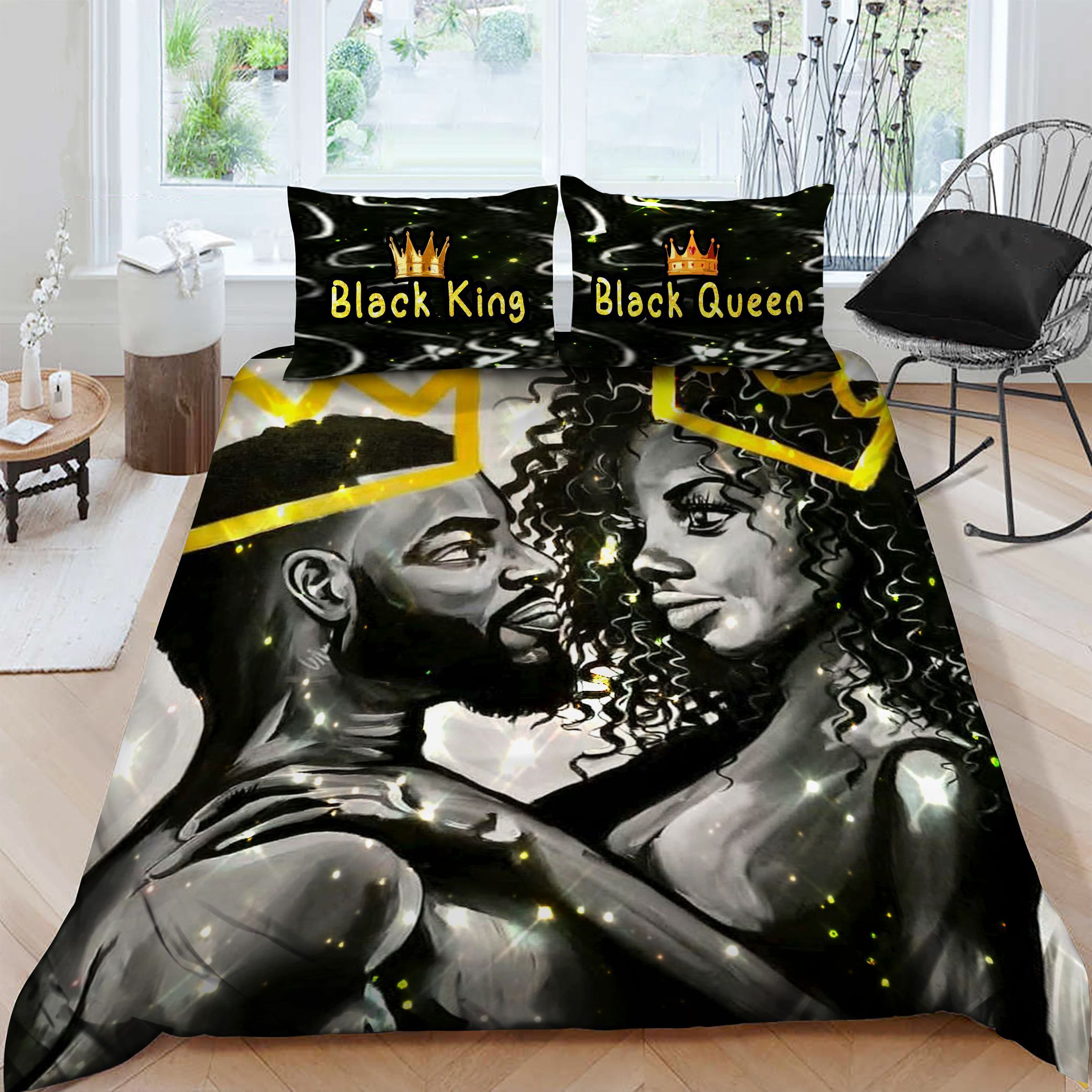Black Couple Bedding Set