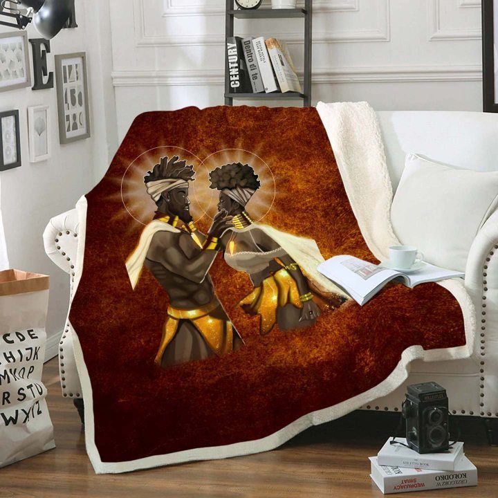 Black Couple Sherpa Fleece Blanket