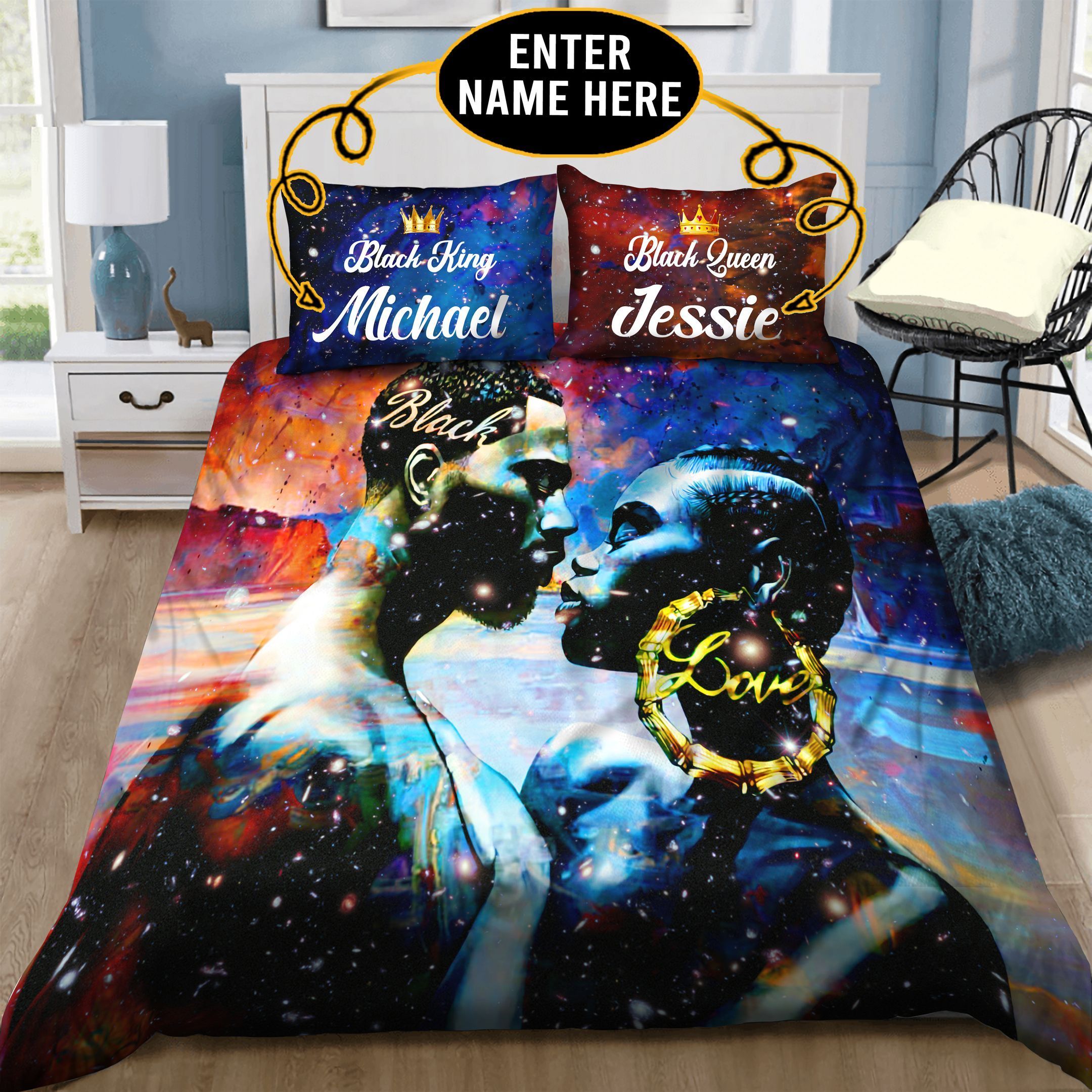 Black Couple Personalized Bedding Set