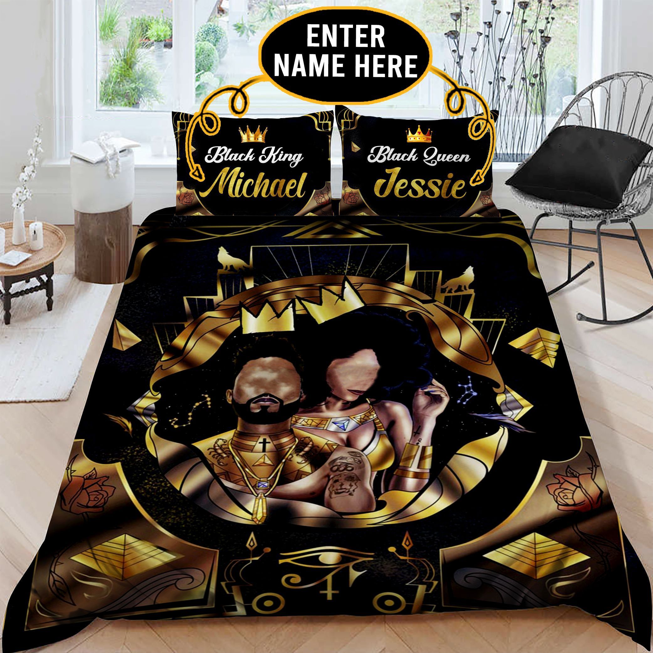 Black Couple Personalized Bedding Set