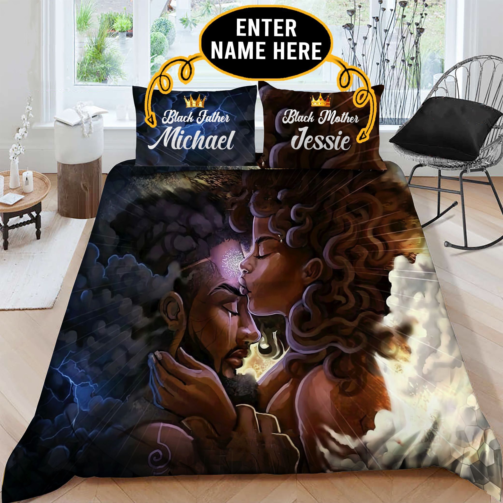 Black Couple Personalized Bedding Set