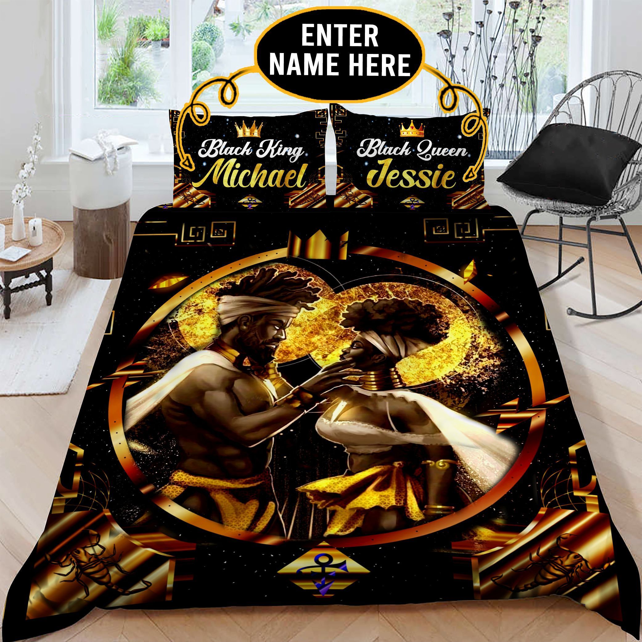 Black Couple Personalized Bedding Set