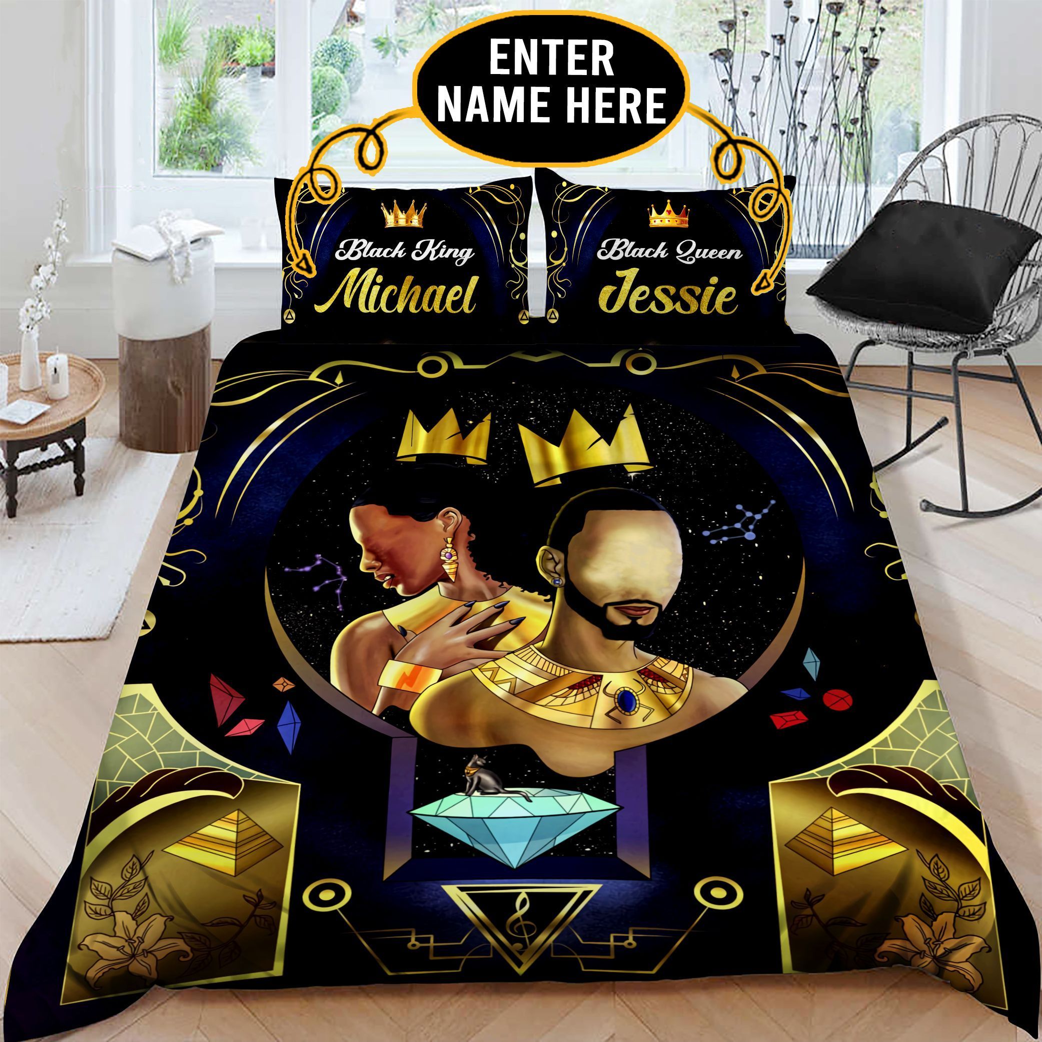 Black Couple Personalized Bedding Set