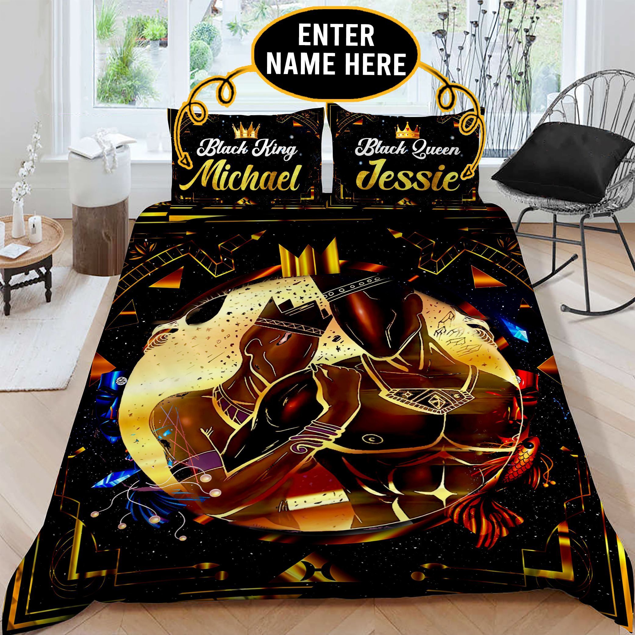 Black Couple Personalized Bedding Set