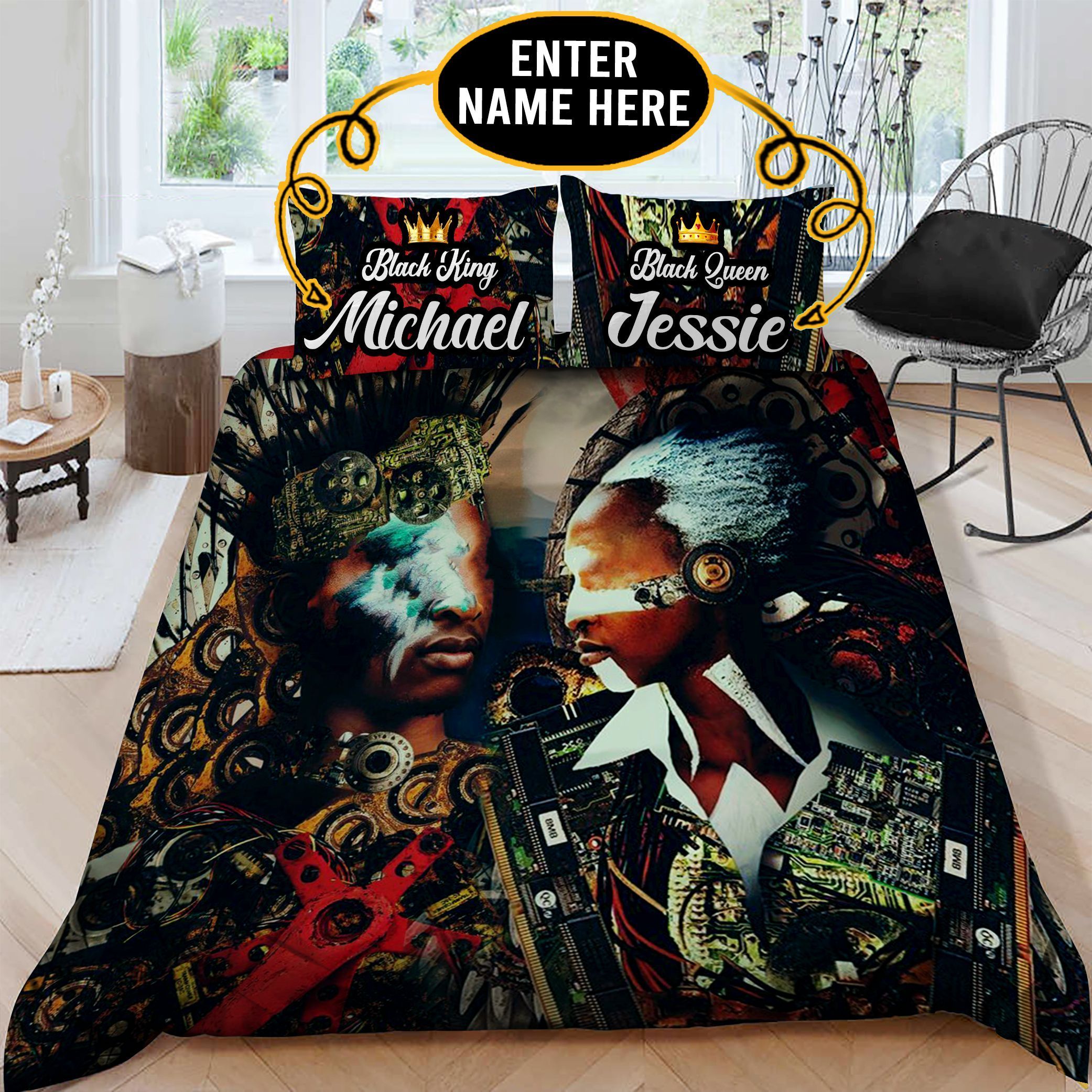 Black Couple Personalized Bedding Set