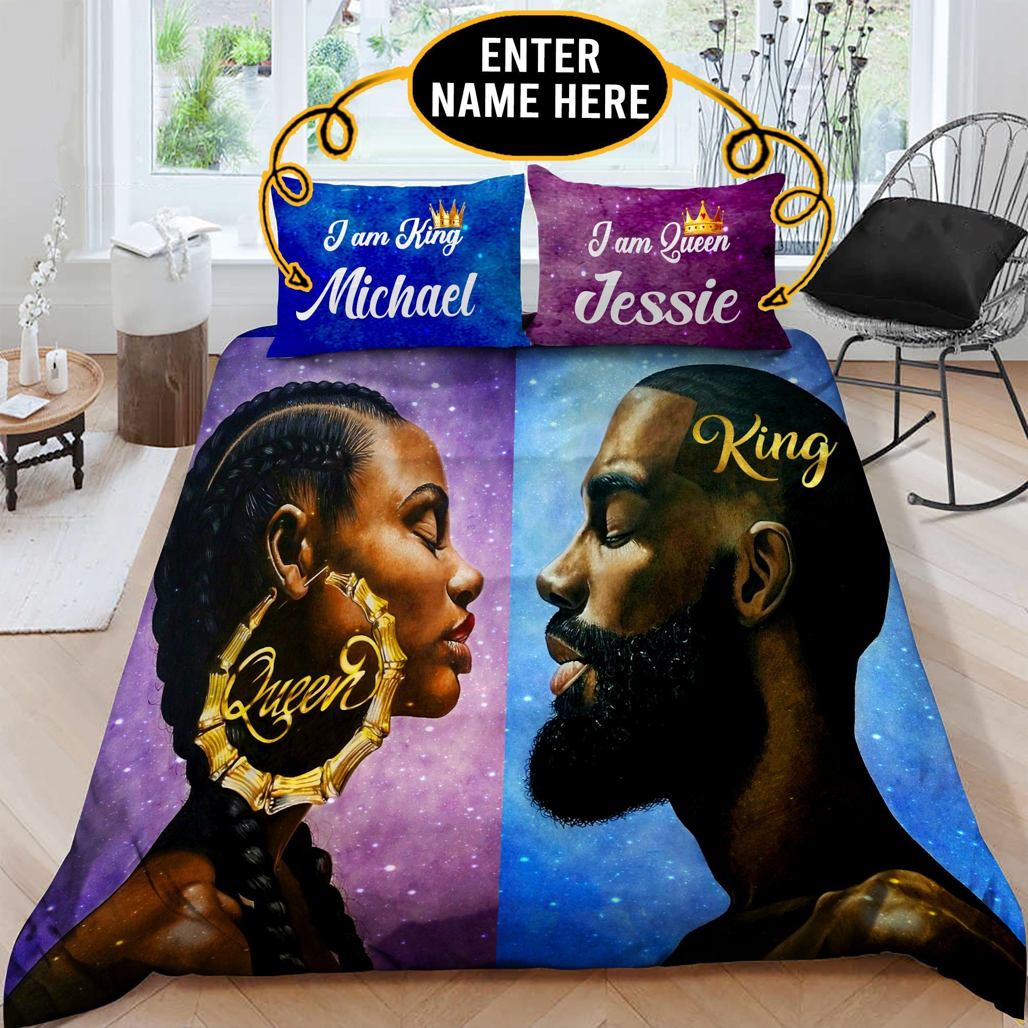 Black Couple Personalized Bedding Set