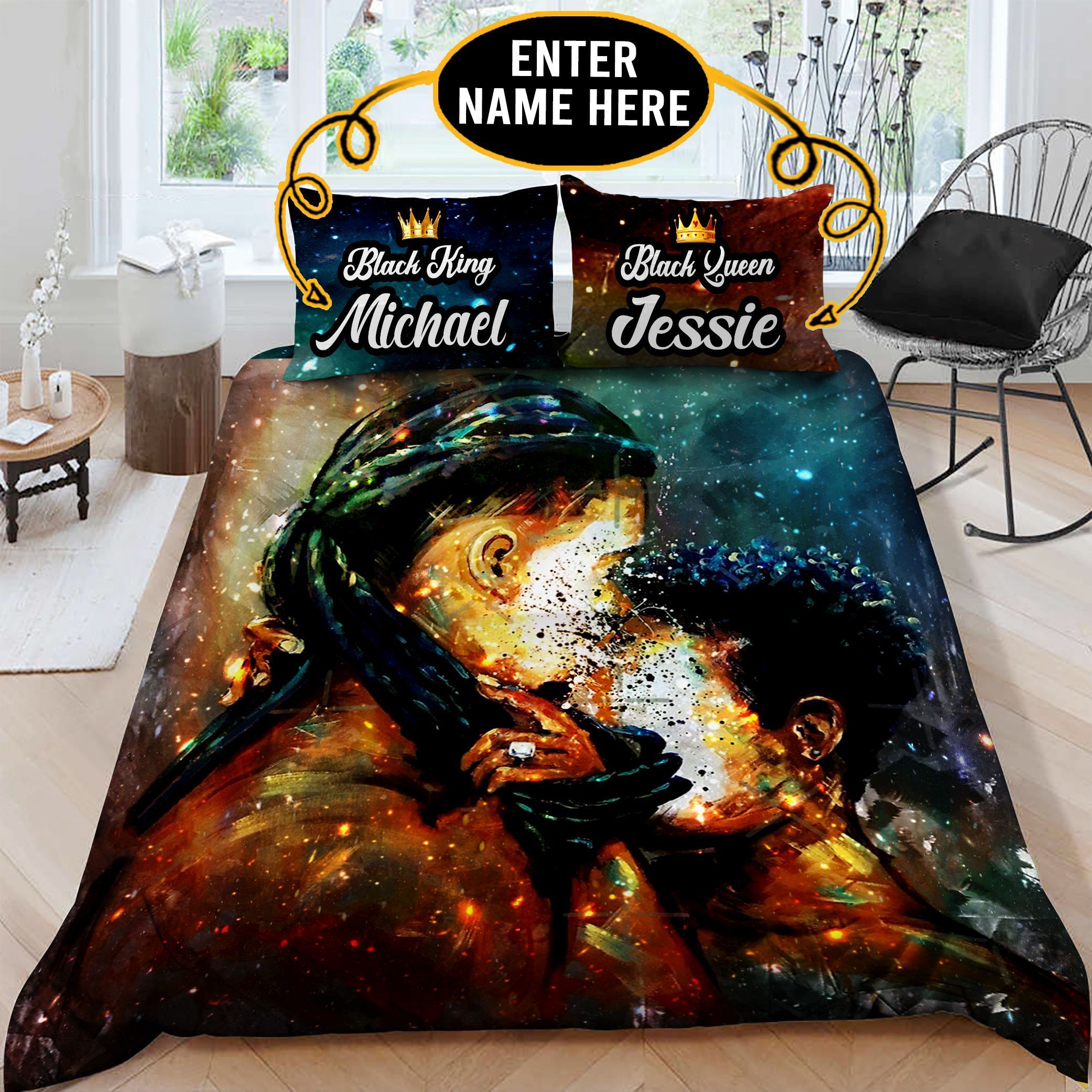 Black Couple Personalized Bedding Set