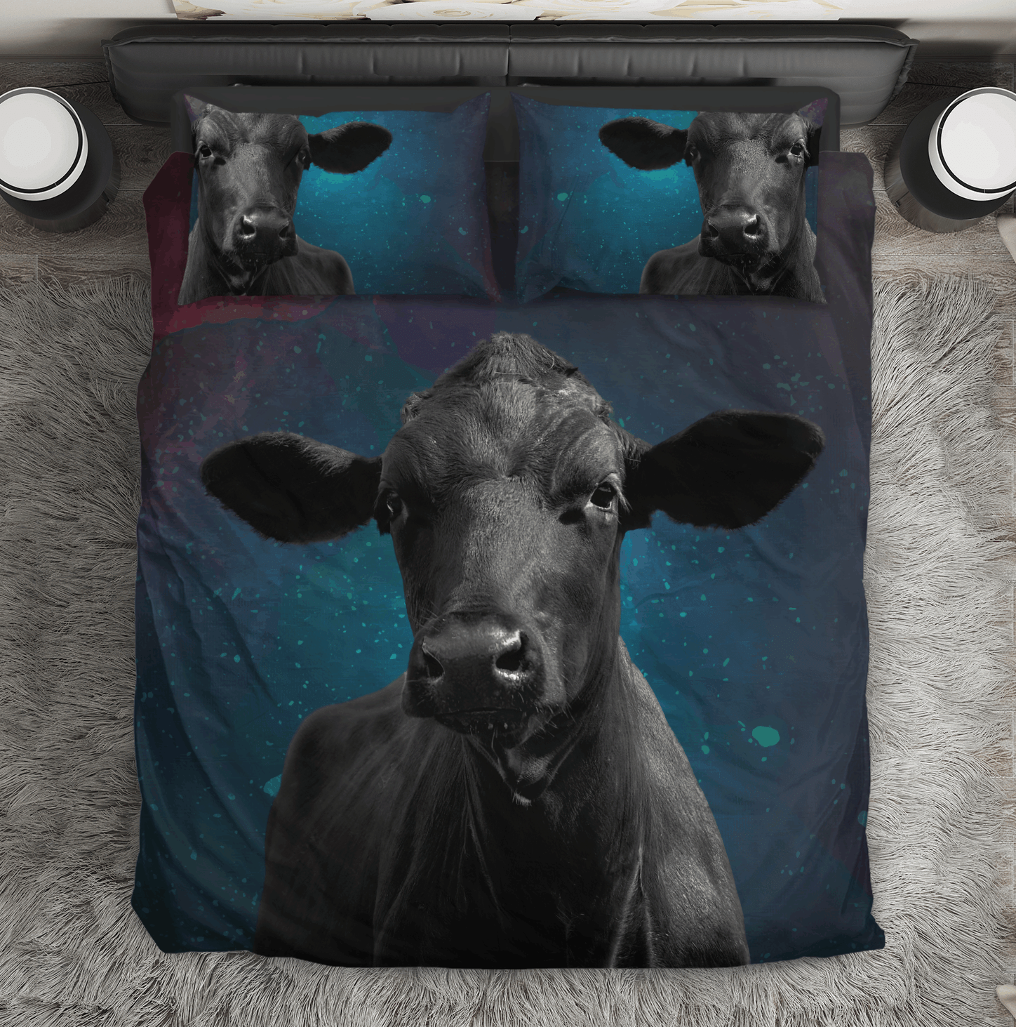 Black Cow Galaxy Bedding Set