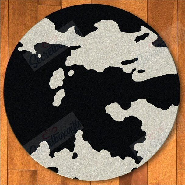 Black Cowhide Western Round Carpet