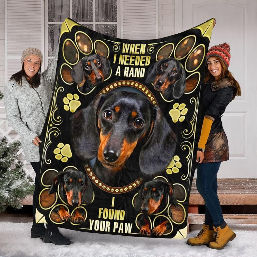 Black Dachshund Dog Sherpa Fleece Blanket