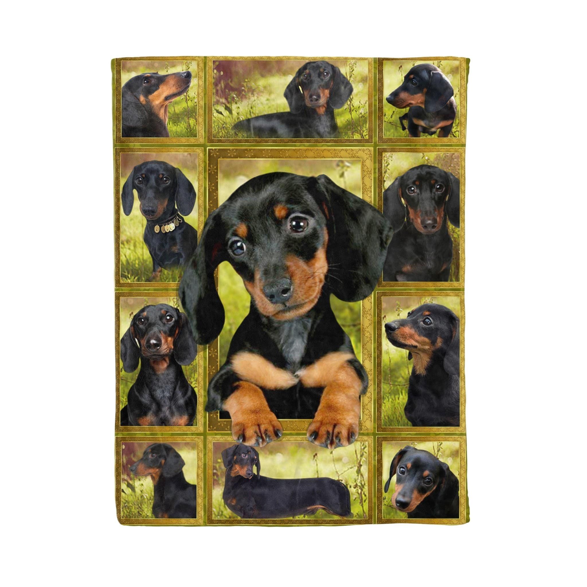 Black Dachshund Puppy Fleece Blanket Gift For Dog Lovers