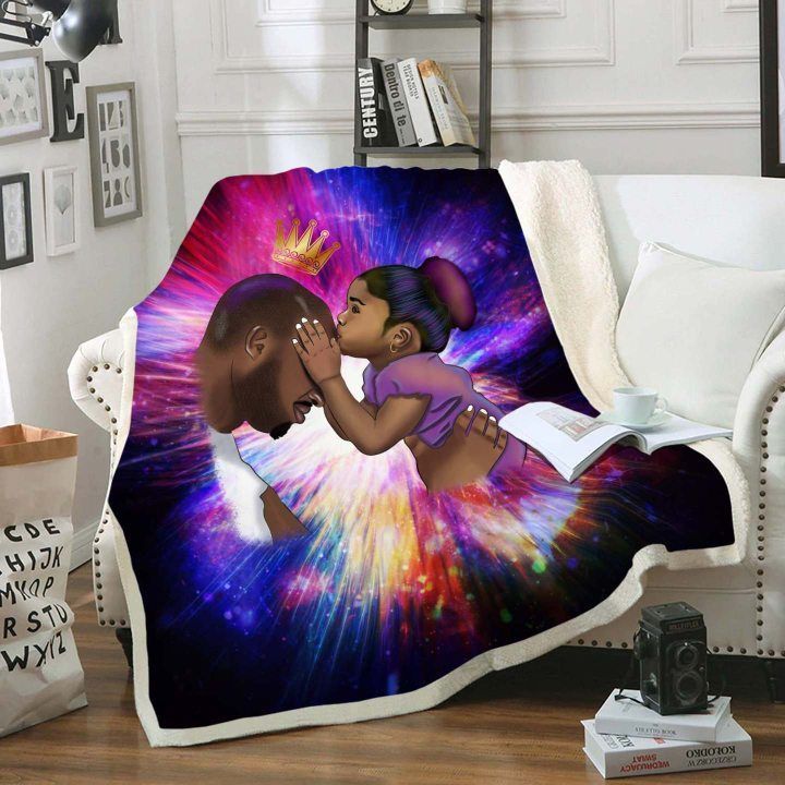 Black Daddy Endless Love Father And Daughter Sherpa Fleece Blanket