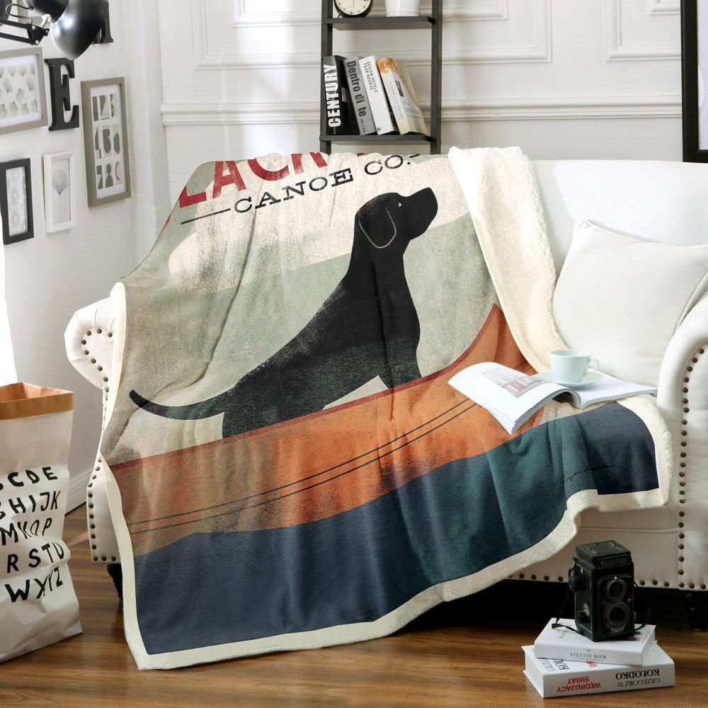 Black Dog Canoe Sherpa Fleece Blanket