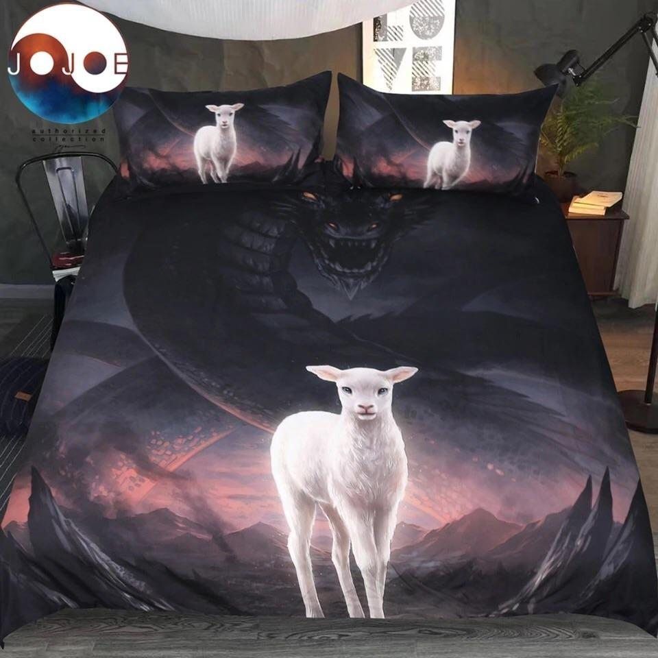 Black Dragon And Sheep Bedding Set