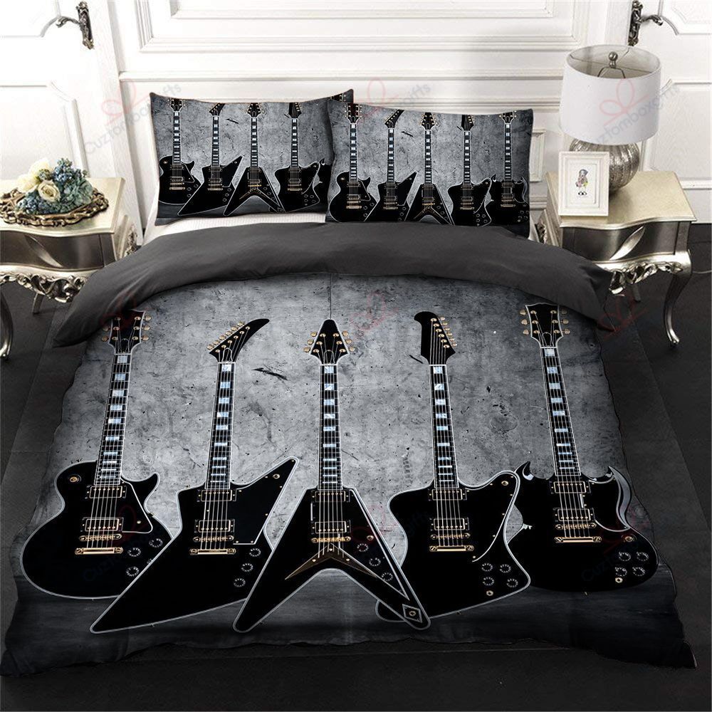 Black Electric Guitar Bedding Set