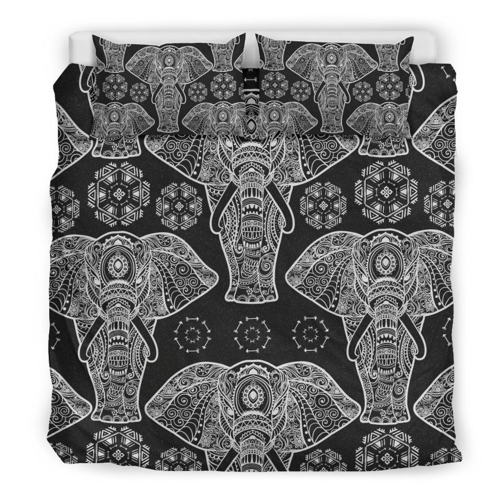 Black Elephant Mandala Bedding Set