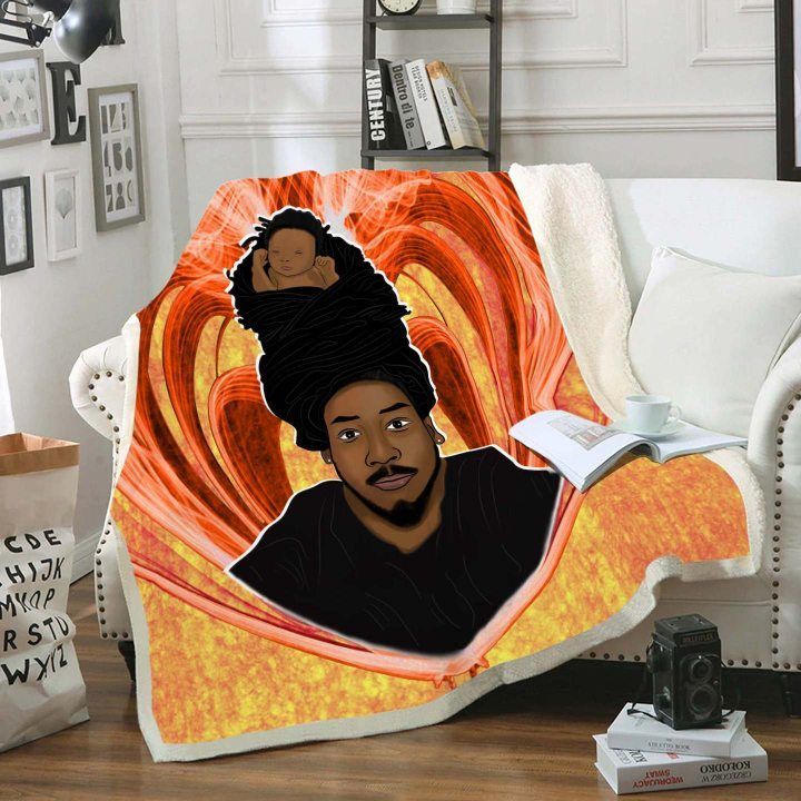 Black Father Endless Love Dreadlock Daddy Sherpa Fleece Blanket